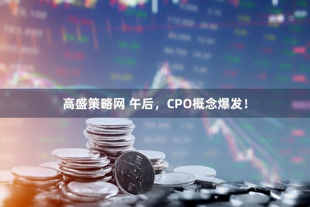 高盛策略网 午后，CPO概念爆发！