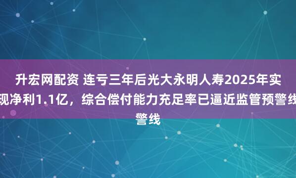 升宏网配资 连亏三年后光大永明人寿2025年实现净利1.1亿，综合偿付能力充足率已逼近监管预警线