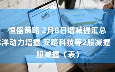恒盛策略 2月8日增减握汇总：林洋动力增握 安路科技等2股减握（表）