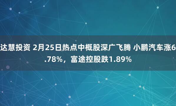 达慧投资 2月25日热点中概股深广飞腾 小鹏汽车涨6.78%，富途控股跌1.89%