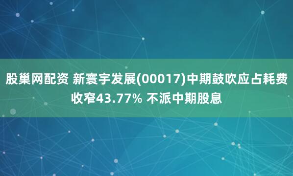 股巢网配资 新寰宇发展(00017)中期鼓吹应占耗费收窄43.77% 不派中期股息