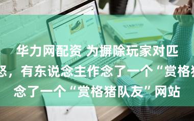华力网配资 为摒除玩家对匹配机制的动怒，有东说念主作念了一个“赏格猪队友”网站